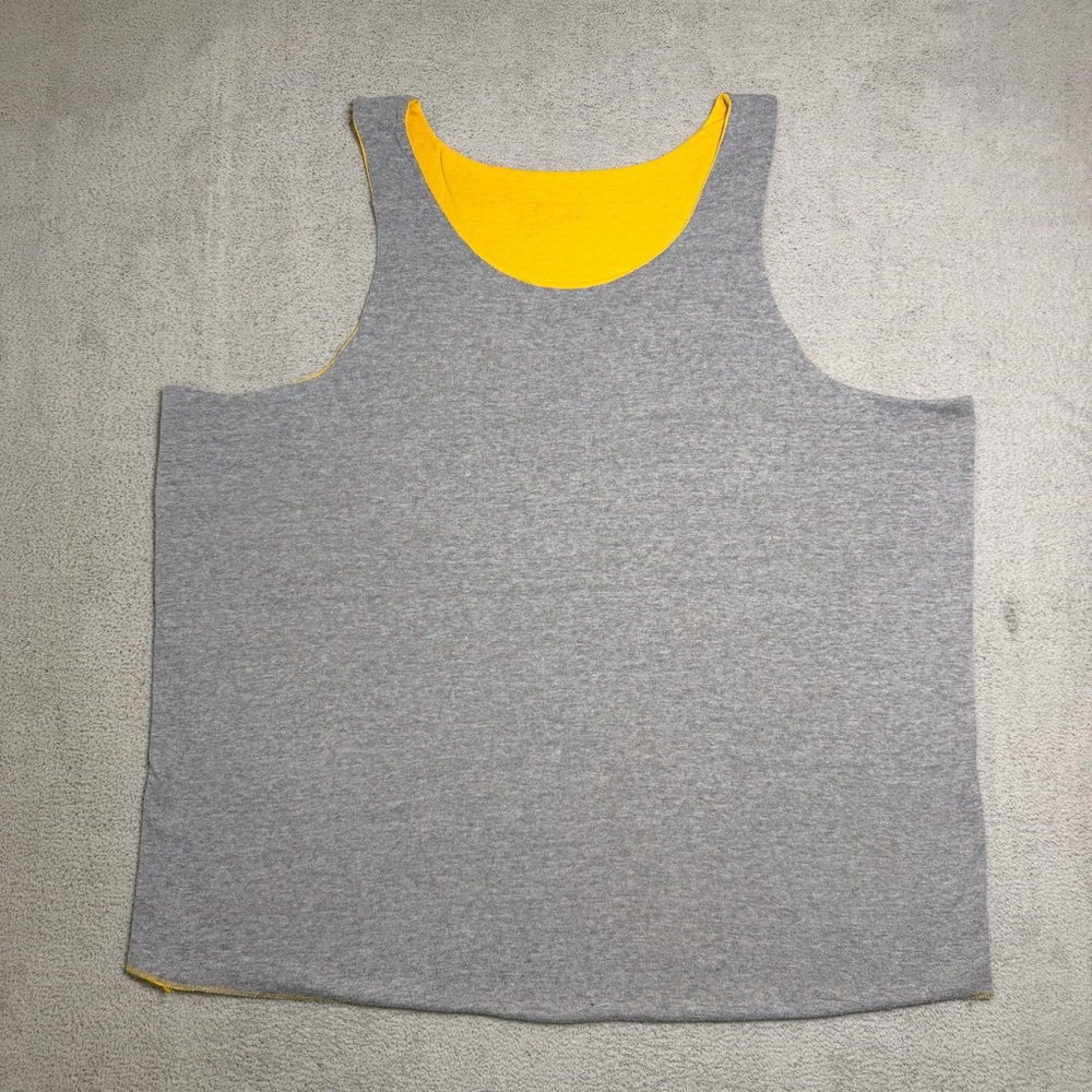 Vintage Jerzees Reversible Activewear Tank Top Men’s 2XL USA Made Gray & Yellow